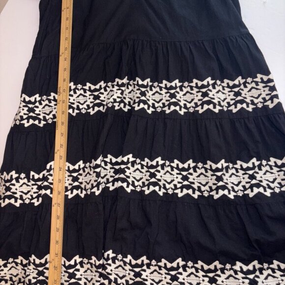Roller Rabbit Black Embroidered Pamela 100% Cotton Tiered Mini Dress Size Small - Picture 9 of 13